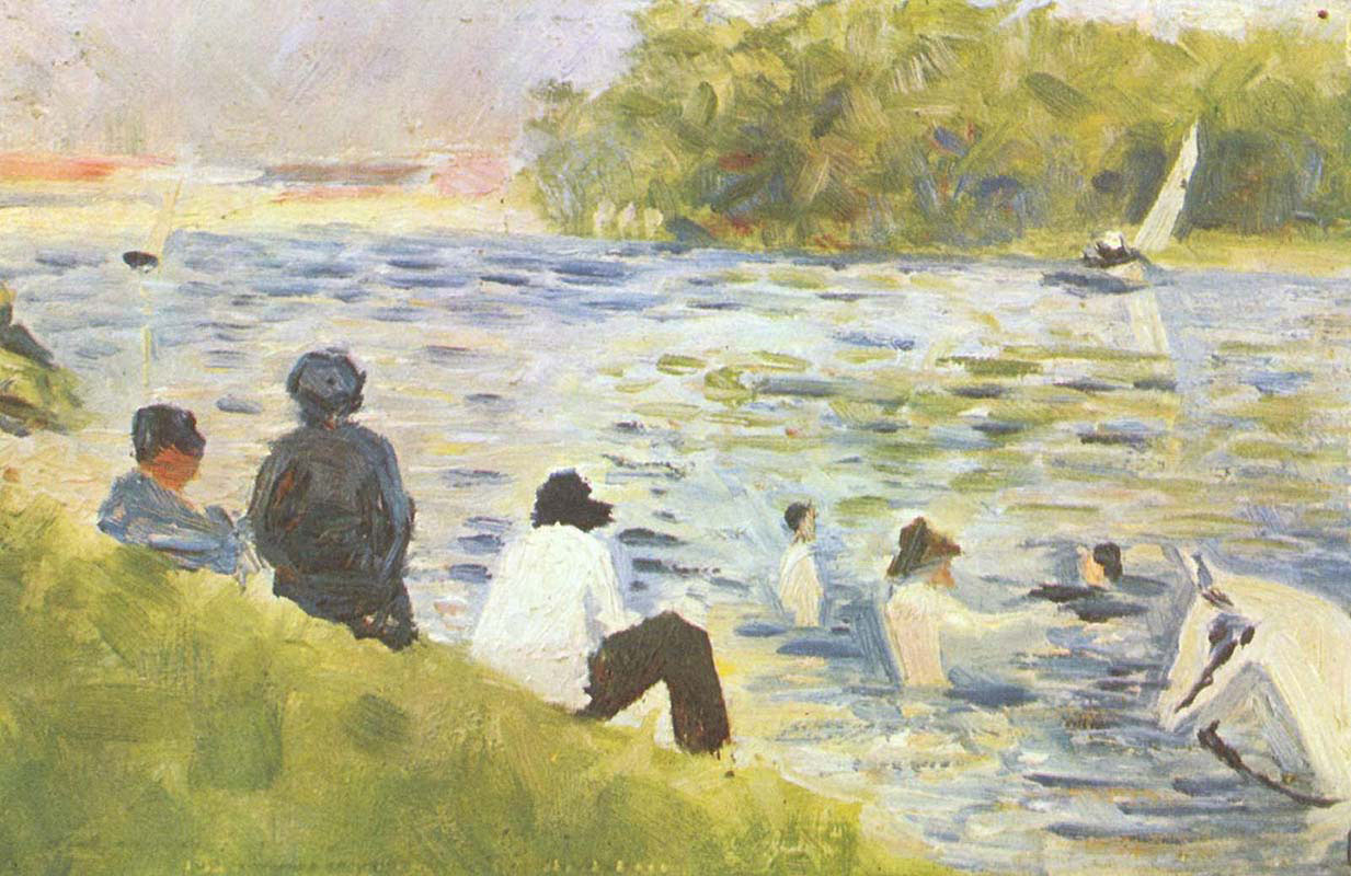 Bathing and White Horse in the River